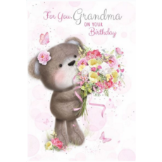 BIRTHDAY CARDS,Grandma 6's Floral Bunny Rabbit