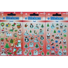 XMAS STICKERS,Glitter Crystal/ Micro Laser Asst.