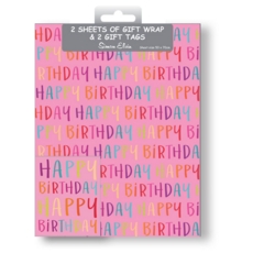 GIFT WRAP PACKETS, Pink Birthday Text