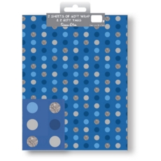 GIFT WRAP PACKETS,Blue Multi Circles H/pk
