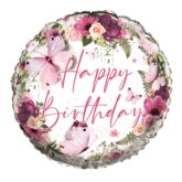 BALLOONS,Happy Birthday Floral Butterflies Helium Foil