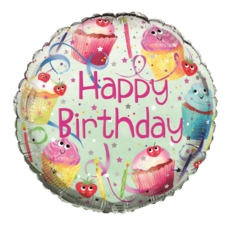 BALLOONS,Happy Birthday Cupcakes Helium Foil