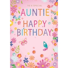 BIRTHDAY CARDS,Auntie 6's Floral Butterflies