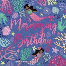 HAPPY BIRTHDAY CARD, Mermaids & Coral.