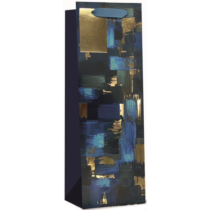 GIFT BAG, Blue & Gold Foil Finish (Bottle)
