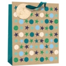GIFT BAG,Kraft Spots & Stars (Large) (Was 1.59)