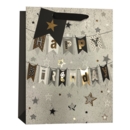 GIFT BAG,Birthday Gold & Black Bunting (Large)