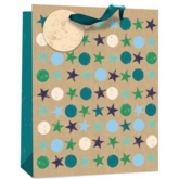GIFT BAG,Kraft Spots & Stars (Medium) (Was 1.29)