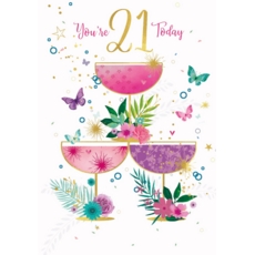 AGE 21 CARDS, 6's Female Cocktail Glasses