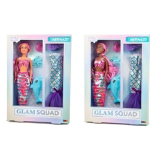 DOLL, MERMAID, GLAM SQUAD 30cm Plus Accessories. 6+ Bxd