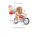 BLANK CARDS,6's Lion Riding Motorbike With Balloons