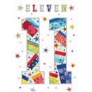 AGE 11 CARDS,Male 6's Text, Stars & Paterns