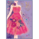 AGE 16 CARDS, 6's Female Pink Floral Dress
