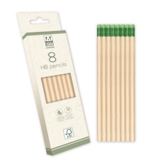 PENCIL,Eco HB Rubber Tipped 8's H/pk