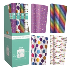 ROLLWRAP,1.5m, Brights Foil Assorted  YAQGW20M