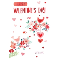 VALENTINE CARDS, 6's Bird's, Heart's & Flowers