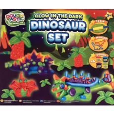 DINOSAUR DOUGH SET,Glow in the Dark. 4 x Dough & Tools