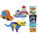 BUILD YOUR OWN 3D KITS,3 Asst. Dino.Travel & Space Scene,H/pk