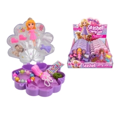 DOLL IN SEASHELL CARRY CASE Inc. Accessories 2 Asst CDU