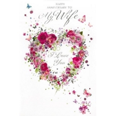 ANNIVERSARY CARDS,Wife 6's Heart Wreath