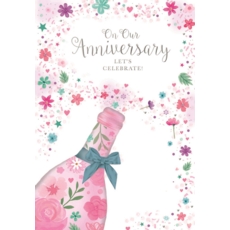 ANNIVERSARY CARDS,Our 6's Floral Bottle