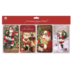 XMAS MONEY WALLETS,Traditional Santa 4's