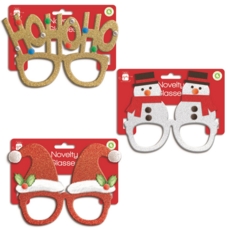 GLASSES, Christmas Novelty, 3 Asst Designs I/cd
