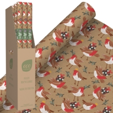XMAS ROLLWRAP,3m Eco Nature Robin FDU