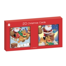 BOXED CARDS,Mini Square Santa & Penguin 20's CDU