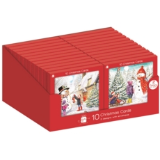 BOXED CARDS,Family Snowman Square10's CDU