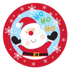 XMAS PAPER PLATES, Santa & Friends 23cm 6's