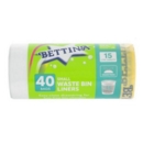 BIN LINER,On Roll 40's 15Ltr Lemon Fresh Drawstring
