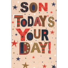 BIRTHDAY CARDS,Son 6's Text & Stars
