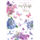 BIRTHDAY CARDS,Wife 6's Floral Butterflies