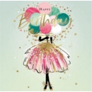 BIRTHDAY CARD, Shimmer Dress & Balloons,