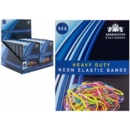ELASTIC BANDS, 3 x 76mm 80gm Neon Coloured Boxed CDU